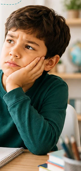 Niño estudiando en casa