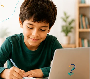Niño estudiando con EducaT-IA en su laptop