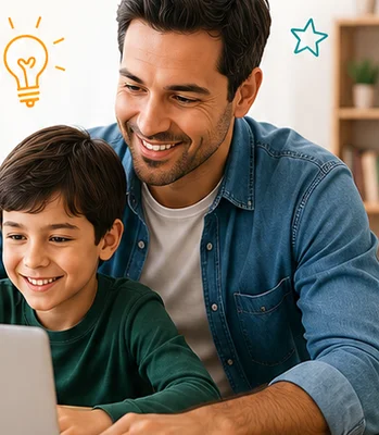 Padre acompañando a su hijo con EducaT-IA